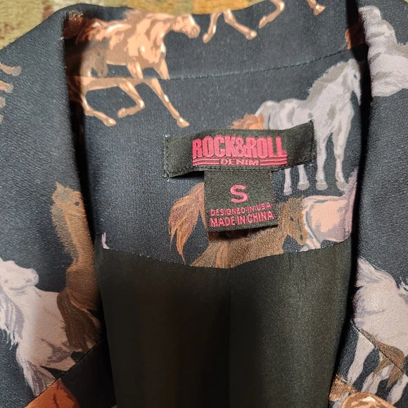 Rock & Roll Cowgirl Horse Print Blazer - Black and Brown - Picture 3 of 8